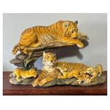 Resin Tigers with Cubs Sculpture
