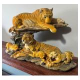 Resin Tigers with Cubs Sculpture