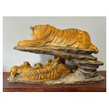 Resin Tigers with Cubs Sculpture