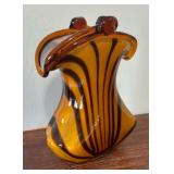 Murano Style Coin Purse Glass Vase