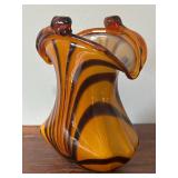 Murano Style Coin Purse Glass Vase
