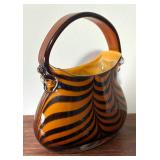 Murano Style Tiger Print Purse Glass Vase