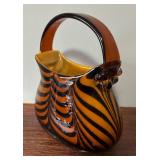 Murano Style Tiger Print Purse Glass Vase