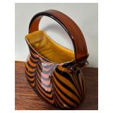 Murano Style Tiger Print Purse Glass Vase
