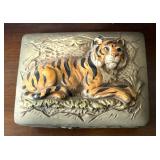 Relief Designed Tiger Figurine Trinket Box