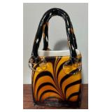 Block Crystal Tiger Striped Handbag Vase