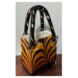 Block Crystal Tiger Striped Handbag Vase