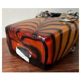 Block Crystal Tiger Striped Handbag Vase