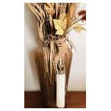 Beautiful Large Metal Vase with Faux Foliage