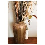 Beautiful Large Metal Vase with Faux Foliage