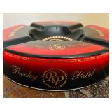 Rocky Patel Ceramic 4 Cigar Ashtray and Vintage Clear Glass Horse Etched Ashtray