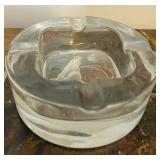 Rocky Patel Ceramic 4 Cigar Ashtray and Vintage Clear Glass Horse Etched Ashtray