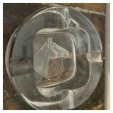 Rocky Patel Ceramic 4 Cigar Ashtray and Vintage Clear Glass Horse Etched Ashtray