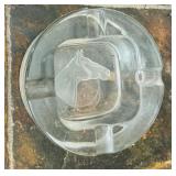 Rocky Patel Ceramic 4 Cigar Ashtray and Vintage Clear Glass Horse Etched Ashtray