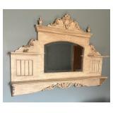 Beautiful Vintage Wooden Wall Shelf with Mirror