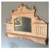 Beautiful Vintage Wooden Wall Shelf with Mirror