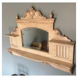 Beautiful Vintage Wooden Wall Shelf with Mirror