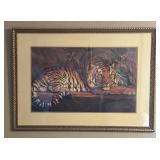 Framed Tiger Figurine Print by Jouve