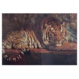 Framed Tiger Figurine Print by Jouve
