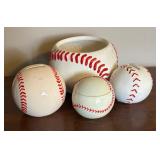 Baseball Motif Vase, Banks and Trinket Dish