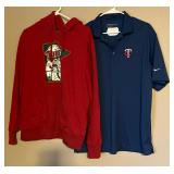 Minnesota Twins Baseball Size Large Sweatshirt and Short Sleeved Shirt