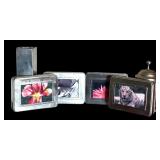 Silver Decor and Four Tins with Vintage Cards