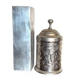 Silver Decor and Four Tins with Vintage Cards