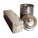 Silver Decor and Four Tins with Vintage Cards