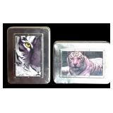 Silver Decor and Four Tins with Vintage Cards