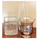 Lot of Decor including Glass Votives, Vases and Candles