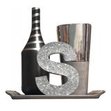 Simply Beautiful Decor including Tray, Vases and Galvanized Letter "S"