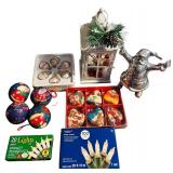 Christmas Lot including Large Decorative Santa, Christmas Ornaments, Lights and More!