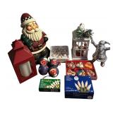 Christmas Lot including Large Decorative Santa, Christmas Ornaments, Lights and More!