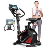HARISON Magnetic Exercise Bike for Home 350lbs Capacity, Bluetooth Stationary Bikes for Home with 2 in 1 LCD Monitor and Tablet Holder, Comfortable Seat Cushion