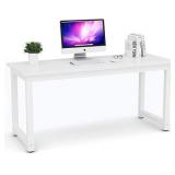 Tribesigns Computer Desk, 63 inch Large Office Desk Computer Table Study Writing Desk for Home Office, White