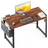 ODK Computer Desk, 40 Inch Small Study Desk, Office Desk with Storage, Work Table with Headphone Hook for Small Space Home Office, Deep Brown