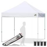 Eurmax USA Standard 10x10ft Patio Pop Up Canopy Tent for Outdoor Events Commercial Instant Canopies with Heavy Duty Roller Bag,Bonus 4 Canopy Sand Bags (White)