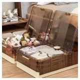 13.5gal Under Bed Storage Containers - 2 Pack,Stackable Storage Bins with Wheels,Large Capacity Transparent Organizer for Space Saving,Ideal for Clothes, Toys