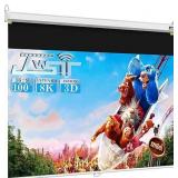 Projector Screen Pull Down, JWSIT 100 inch Manual Pull Down Projector Screen-Upgraded 3 Layers PVC 16:9 Auto-Locking Retractable Projector Screen for Movie Home Theater Cinema Office Video Game