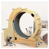 5-in-1 Exercise Wheel for Indoor Cats,Cats Wheel Wood Climbing Frame, Cat Litter Fitness Wheel, Oversized Roller Cat Indoor Activity Center
