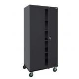 Transport Series Mobile Storage Cabinet with Wheels, Adjustable Shelves, 230lb Capacity, 24" Depth x 36" Width x 78" Height, Black