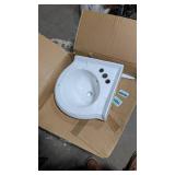 Renovators Supply Manufacturing Portsmouth Corner Wall Mounted Bathroom Sink 22 In. White Ceramic Wall Hung Floating Vessel Sink With Overflow
