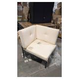 LOKATSE HOME Outdoor Corner Sofa Patio Bistro Furniture Dining Chair with Cushion for Garden, Beige