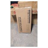 ODK Computer Desk, 40 Inch Small Study Desk, Office Desk with Storage, Work Table with Headphone Hook for Small Space Home Office, Deep Brown