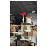 HYABi 56.3in Flower Design Cat Tree, Foldable Multi-Level Tower for Large Cats, Space-Saving Cat Furniture with Scratching Posts, Plush Condo for Indoor Cats