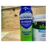 (2) Microban 24 Hour Sanitizing Spray and Biokleen Free & Clear Dishwashing Detergent- 64 Loads - Powder, Concentrated, Phosphate & Chlorine Free, Eco-Friendly, Non-Toxic, No Artificial Fragrance, Col