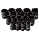 ARCAN TOOLS 1/2 Inch Drive Shallow Impact Socket Set, 3/8 Inch - 1-1/4 Inch, Cr-V, 14-Piece (AS21214S)