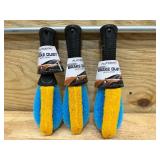 (3) 2 1/2 in W Wheel and Brake Dust Remover Brush, 6 in L Handle, 6 in L Brush, Blue/Yellow, Rubber 0424252