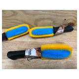 (3) 2 1/2 in W Wheel and Brake Dust Remover Brush, 6 in L Handle, 6 in L Brush, Blue/Yellow, Rubber 0424252