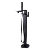Matte Black Freestanding Floor mount Tub Filler Bathtub Faucet with Hand Shower